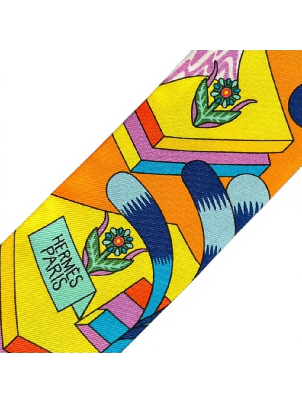 Hermes la Source de Pegase Pegasus Silk 100% Twilly Scarf Multicolor